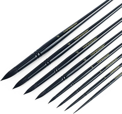 Transon 8pcs Round Watercolor Paint Brush Set Goat Hair - Image 6