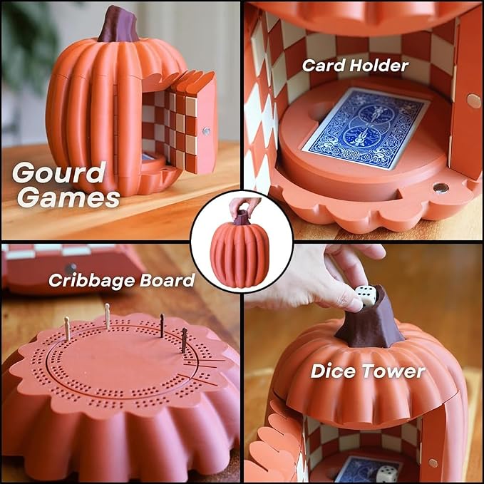 Forgecore Gourd Games, Pumpkin Game Set: Magnetic Chess Checkers, Dice Tower - Image 5