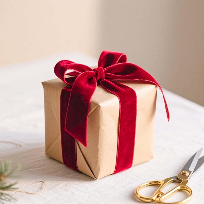 LaRibbons Thin Velvet Ribbon 1 Inch x 25 Yards, Gift Wrapping, Wreath Bow - Image 6
