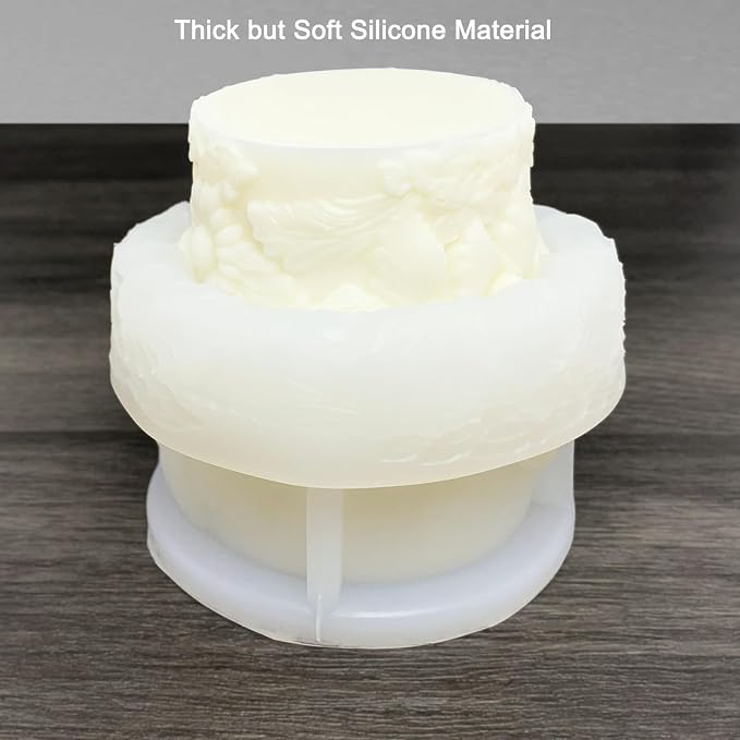 Flower Cylinder Candle Mold Floral Leaf Pillar Thick Silicone Mold - Image 3
