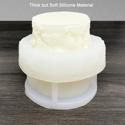 Flower Cylinder Candle Mold Floral Leaf Pillar Thick Silicone Mold - Image 3