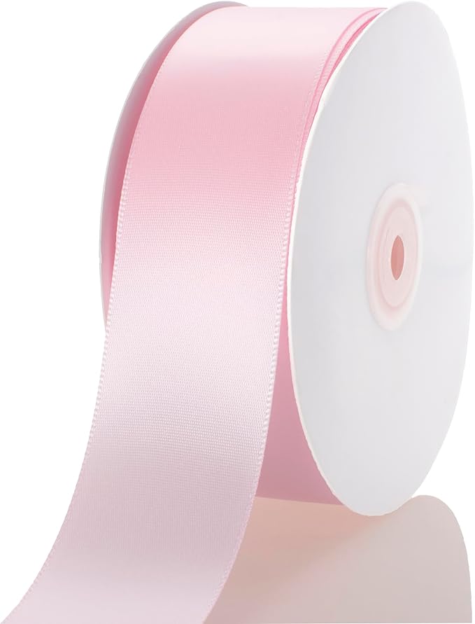 1-1/2 Inch Light Pink Ribbon, 50 Yards Craft Polyester Satin Ribbon Perfect by Unknown