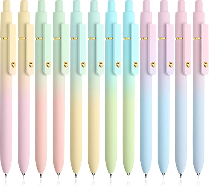 12 Pcs Gel Pens 0.5mm Quick Dry Black Ink Pens Fine Point Smooth Writing Pens by UIXJODO