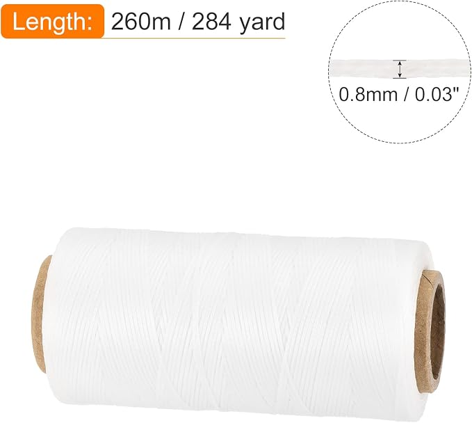 MECCANIXITY Waxed Thread, 284 Yard 0.8mm 150D Flat Wax Thread Polyester Waxed - Image 2