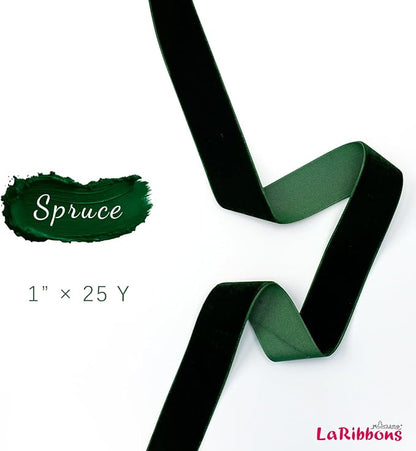 LaRibbons Thin Velvet Ribbon 1 Inch x 25 Yards, Dark Green Velvet Ribbon - Image 7