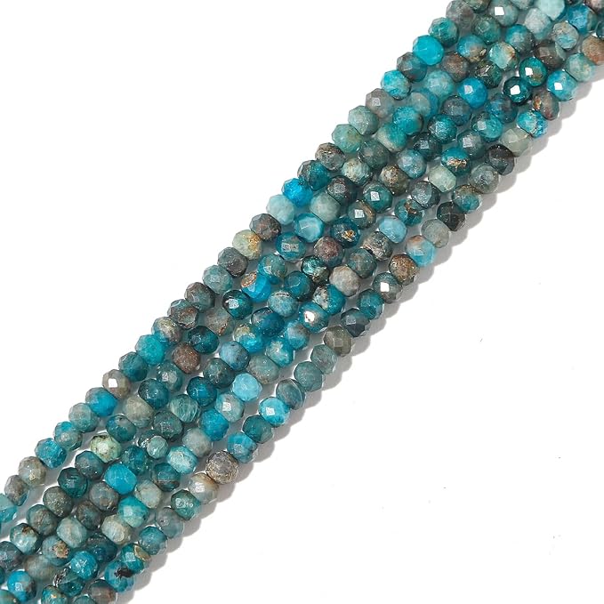 Natural Apatite Beads 4x2mm 120pcs Faceted Rondelle Loose Semi Gemstone Beads by Beadia