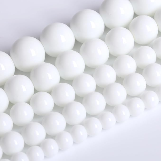 12MM Natural Stone White Porcelain Agate Beads Round Loose Stone Beads - Image 2
