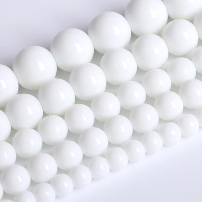 12MM Natural Stone White Porcelain Agate Beads Round Loose Stone Beads - Image 2