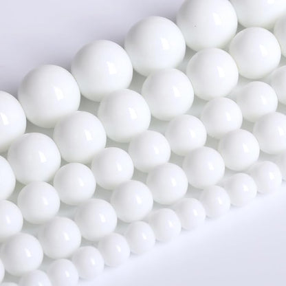 8MM Natural Stone White Porcelain Agate Beads Round Loose Stone Beads - Image 2