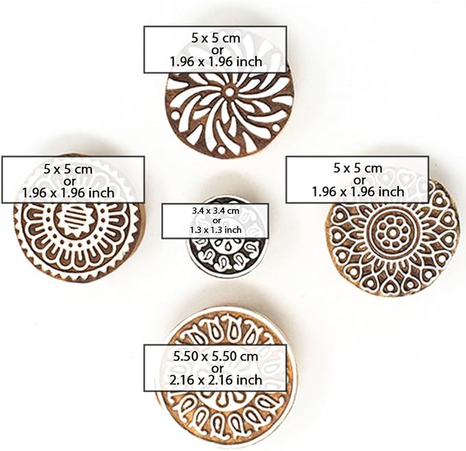 Round Shape Wooden Stamp Block for Block Printing - Image 4