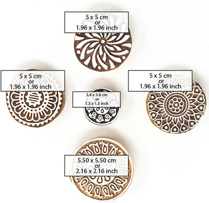 Round Shape Wooden Stamp Block for Block Printing - Image 4