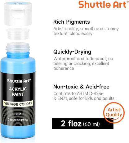 Shuttle Art Acrylic Paint Set, 25 Vintage Colours, 2oz/60ml Bottles, Rich - Image 3