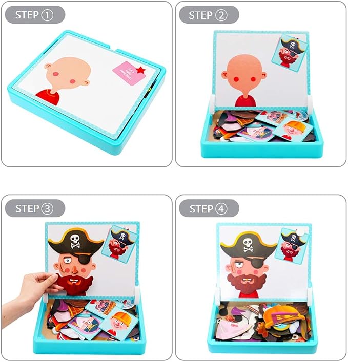 Magnetic Puzzles Face Dress Up Travel Game Double Side Preschool Educational - Image 4