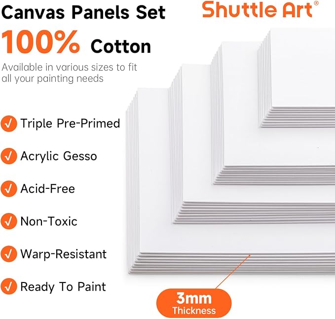 Shuttle Art Painting Canvas Panel, 36 Multi Pack, 11x14 inch, 100% Cotton Art - Image 3