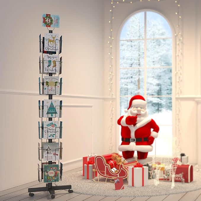 28 Pockets Countertop Rotating Greeting Card Rack, 7 Tier magazine Display - Image 5