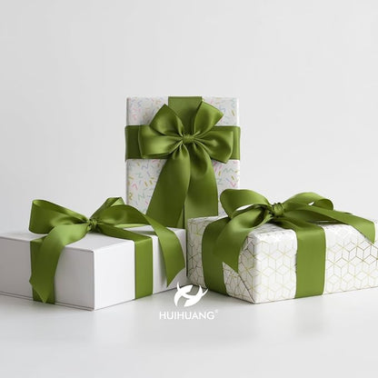 HUIHUANG Olive Green Ribbon 2 inch Wide Double Faced Satin Ribbon Green Ribbon - Image 5