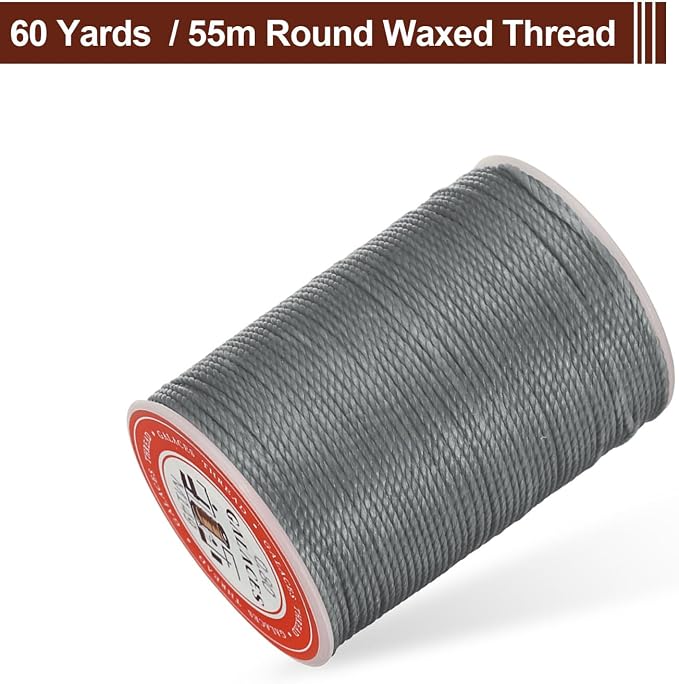uxcell Round Leather Sewing Waxed Thread, 55m / 60 Yards Wax Polyester String - Image 3