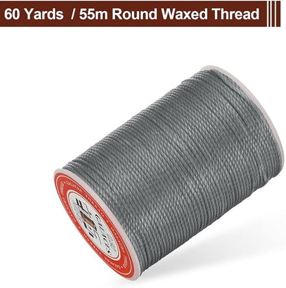 uxcell Round Leather Sewing Waxed Thread, 55m / 60 Yards Wax Polyester String - Image 3