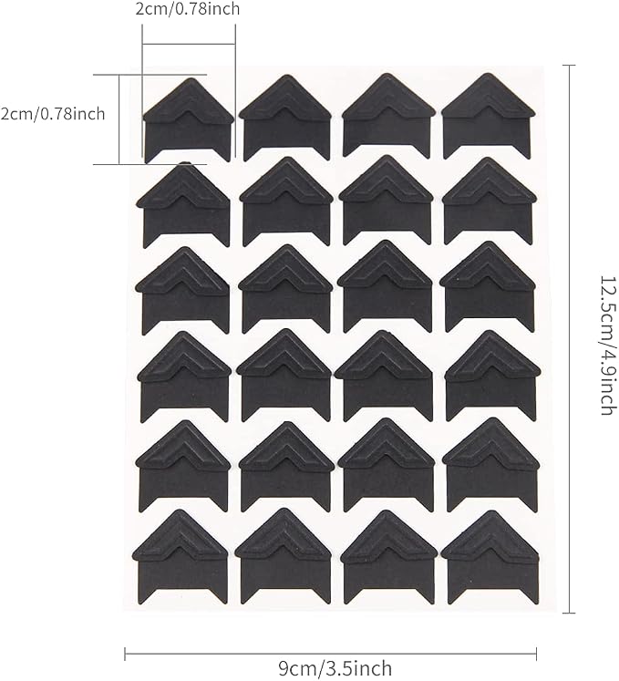 GOONAVI 15 Sheets 360 Pcs Black Acid-Free Photo Corners Mounting Self Adhesive - Image 4