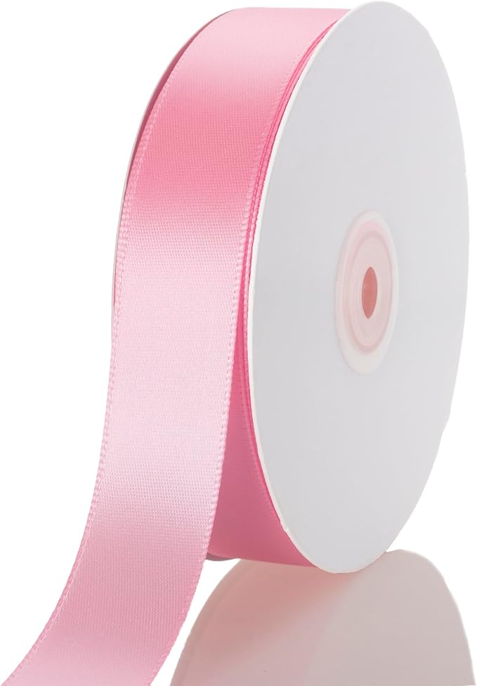 1 Inch Pink Ribbon, 50 Yards Craft Polyester Satin Ribbon Perfect by Unknown