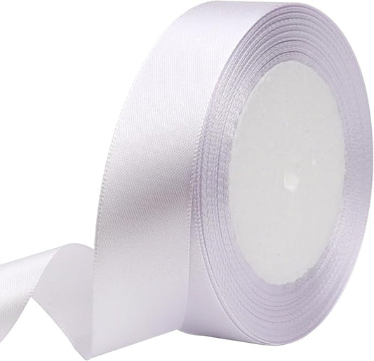 White Solid Satin Ribbon 1 Inch 25 Yards Solid Polyester Fabric Ribbon by Riunbb