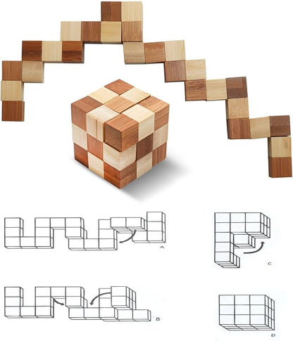 4 Pack Wooden Puzzle Games Brain Teasers Toy- 3D Puzzles - Image 3