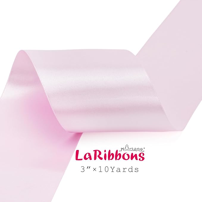 LaRibbons Light Pink Satin Ribbon 3 Inch 10 Yards Double Faced Luxury Light - Image 5