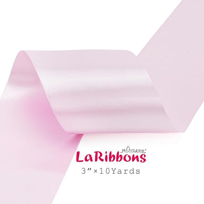 LaRibbons Light Pink Satin Ribbon 3 Inch 10 Yards Double Faced Luxury Light - Image 5