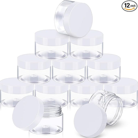12 Pack 3 oz Plastic Container Jars by SATINIOR