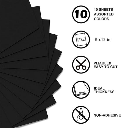MEARCOOH Black Foam Sheets Crafts 9x12 Inch 2mm Eva Craft Foam Paper - Image 2