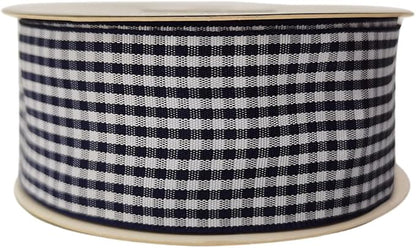 1.5 Inch Blue and White Woven Edge 100% Polyester Gingham Ribbon 25 Yards Each - Image 3