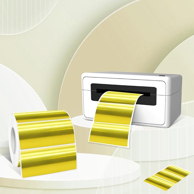 1" x 2" Gold Thermal Label Stickers, Waterproof Thermal Printer Sticker Labels - Image 3
