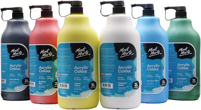 Mont Marte Discovery School Acrylic, 6 Basic Colors, 1/2 Gallon by MontMarte