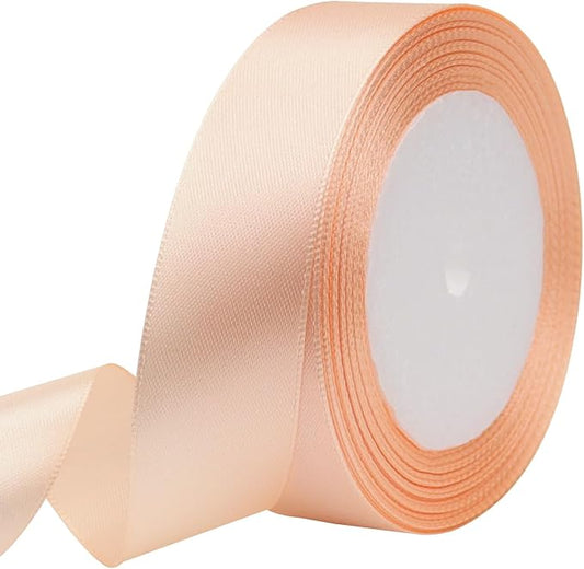 Naked pink Solid Satin Ribbon 1 Inch 25 Yards Solid Polyester Fabric Ribbon by Riunbb