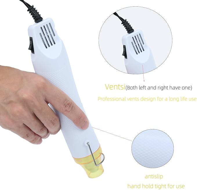 Heat Gun for Crafting, 110V 300W Handed Hot Air Gun, 3.28FT Ultra-Long Cable - Image 3