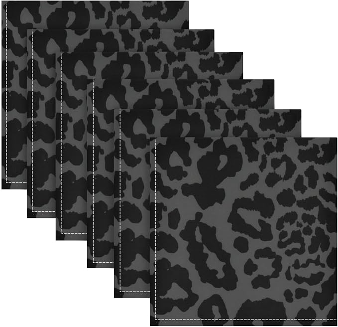 ALAZA Dark Gray Cheetah Leopard Print Cloth Napkins Set of 4, 20x20 Inch - Image 2
