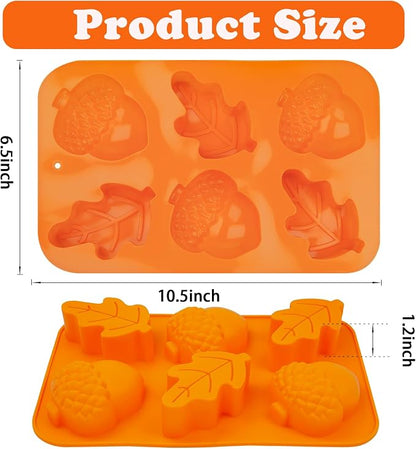 3 Pack Acorn Leaf Silicone Chocolate Molds, 3D Thanksgiving Fall Theme Candy - Image 2