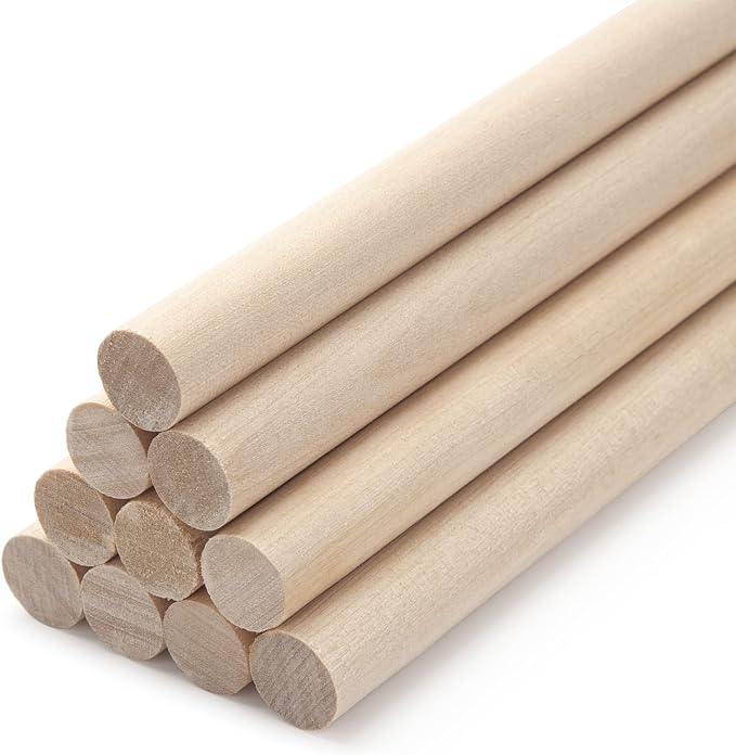 1/2 x 15 Wooden Dowels Wooden Sticks by Coowayze