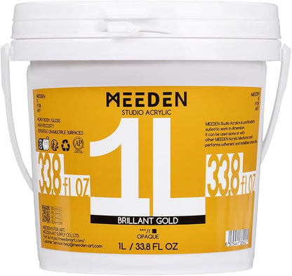 MEEDEN Metallic Gold Acrylic Paint: 1 L /33.8 oz Heavy Body Gloss Non-Toxic by MEEDEN