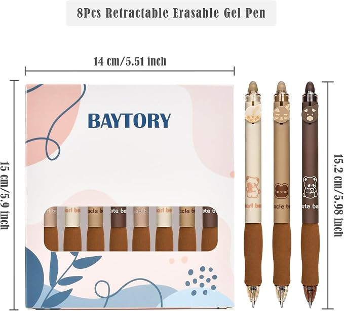 BAYTORY 8Pcs Cute Retractable Erasable Gel Pens, Smooth Writing Comfortable to - Image 2