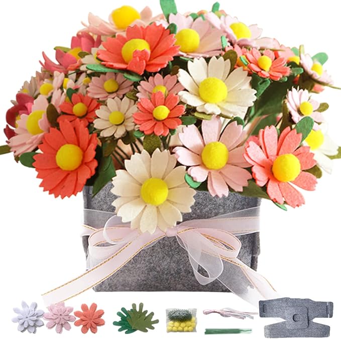 DIY Felt Flower Art Craft Kit, Daisy Bouquet Kit, Floral Gifts, Beginner Craft by BAZIMA+ALICE