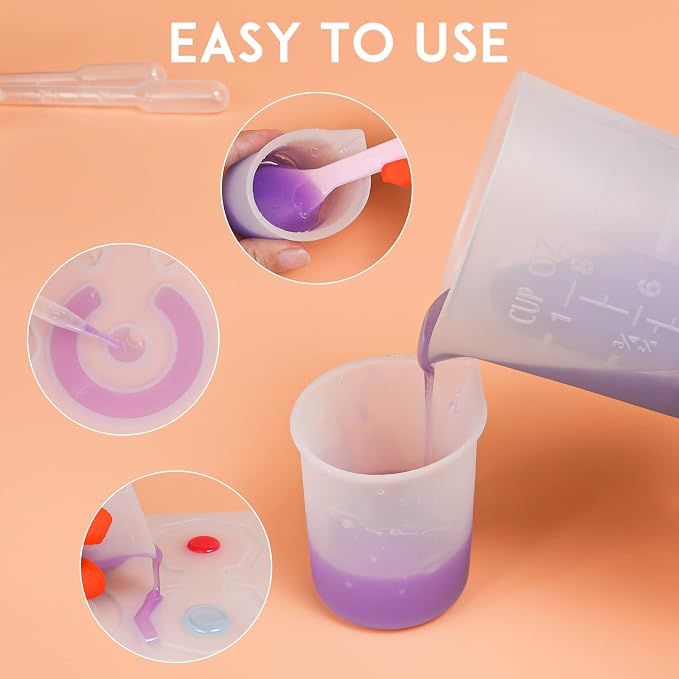 Silicone Resin Measuring Cups Tool Kit, Non-Stick Silicone Cups - Image 5