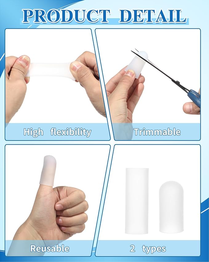 EORTA 30 Pieces Silicone Finger Cots Gel Finger Protector Gloves Fingertip - Image 5