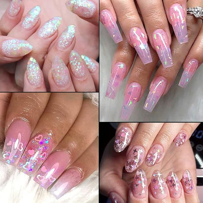 24 Grids Holographic Nail Sequins and 1 Pcs Tweezers, Iridescent Mermaid Flakes - Image 5