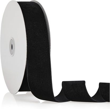 1.5" X 20 Yards Black Velvet Ribbon by Bomybaw
