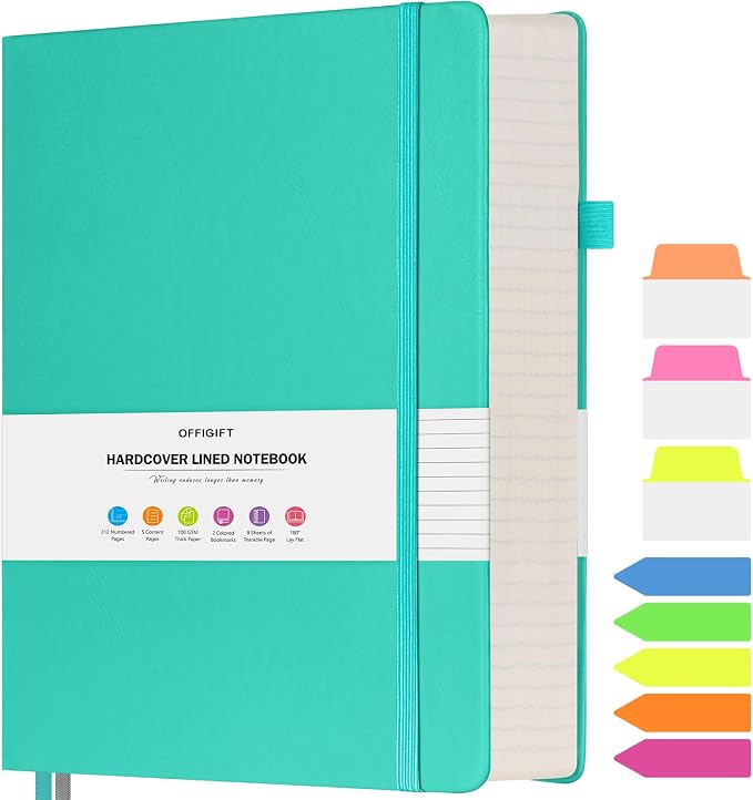 Lined Notebook Journal for Women Men, A4 College Ruled Notebook, 312 Numbered by OFFIGIFT