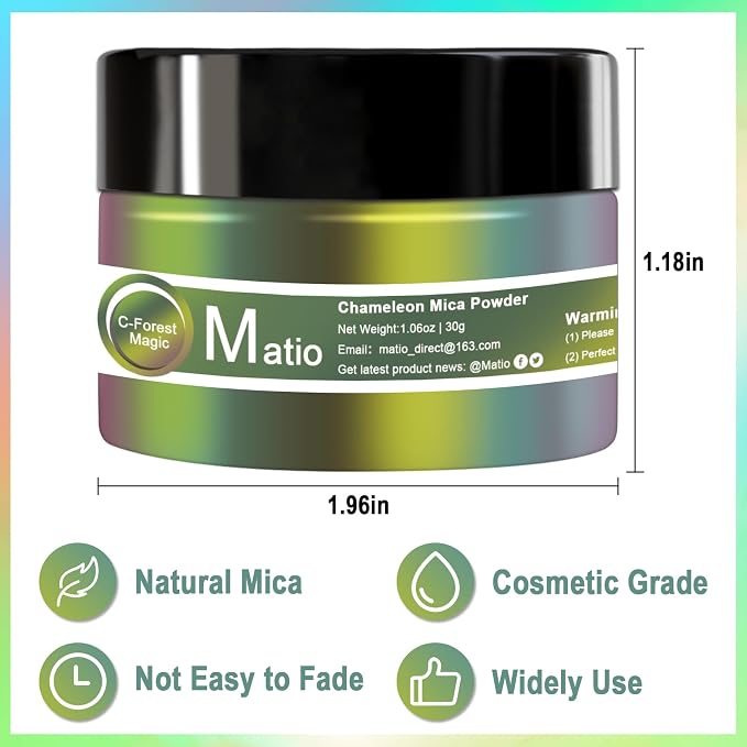 Matio Chameleon Mica Powder, 1.06oz/ 30g Sunshine Beach Chrome Powder, - Image 4