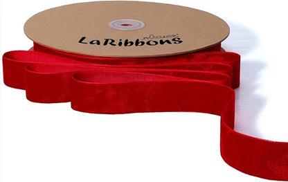 LaRibbons Thin Velvet Ribbon 1 Inch x 25 Yards, Gift Wrapping, Wreath Bow by LaRibbons