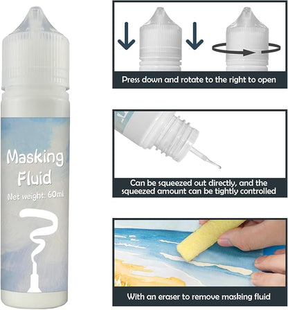 White Masking Fluid for Watercolor Painting 60ml, Resistant Ink and Pouring - Image 3