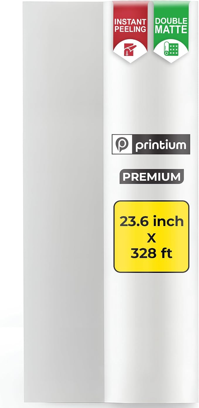 DTF Transfer Film Roll 23.6in x 328ft – Instant Hot & Cold Peel – Double Matte by Printium